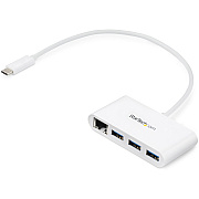 StarTech 3 Port Usb C Hub With Gigabit Ethernet - Usb-c To 3x Usb-a - Usb 3.0 Hub (5gbps) - White (HB30C3A1GEA)