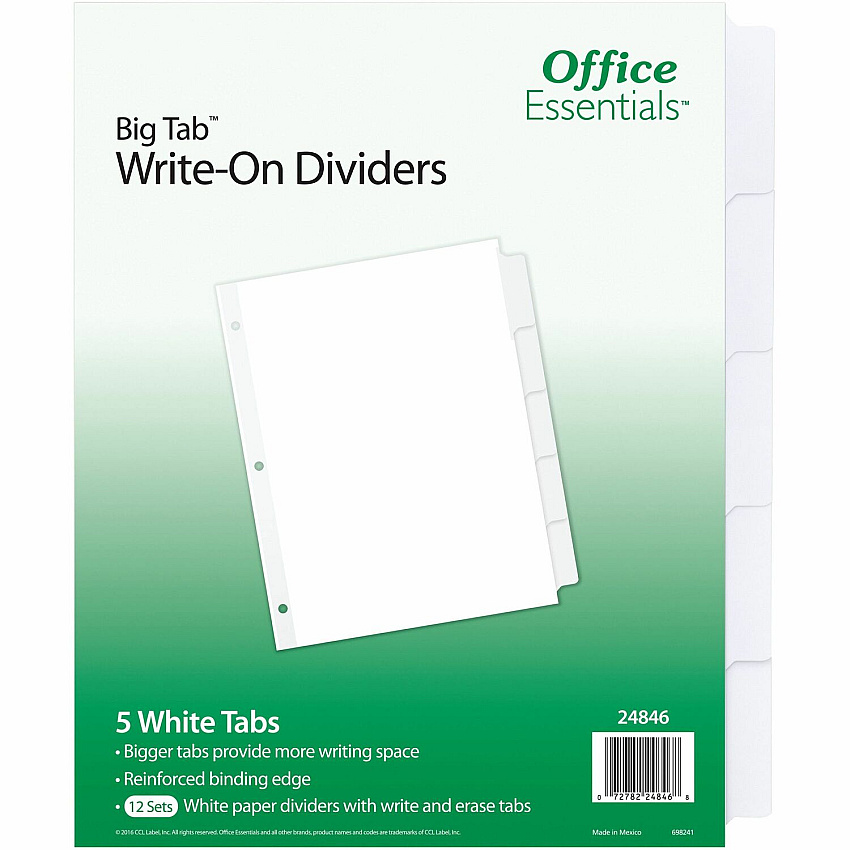 Avery Office Essentials Big Tab Write-On Tab Dividers (24846)