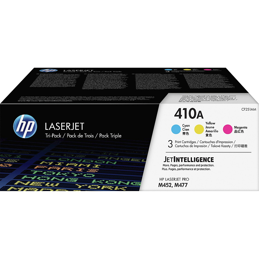 HP 410A (HEWCF251AM) Original Standard Yield Laser Toner Cartridge - Cyan, Magenta - 3 / Carton