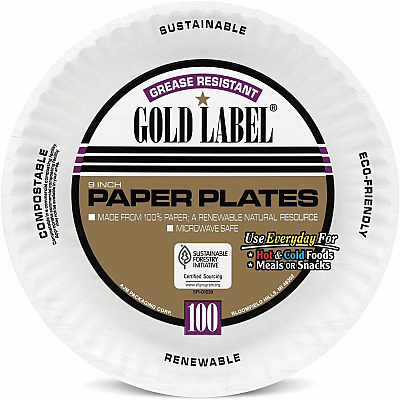 AJM Packaging Packaging Packaging AJM Packaging Packaging 9" Dinnerware Paper Plates (AJMCP9GOEWH)
