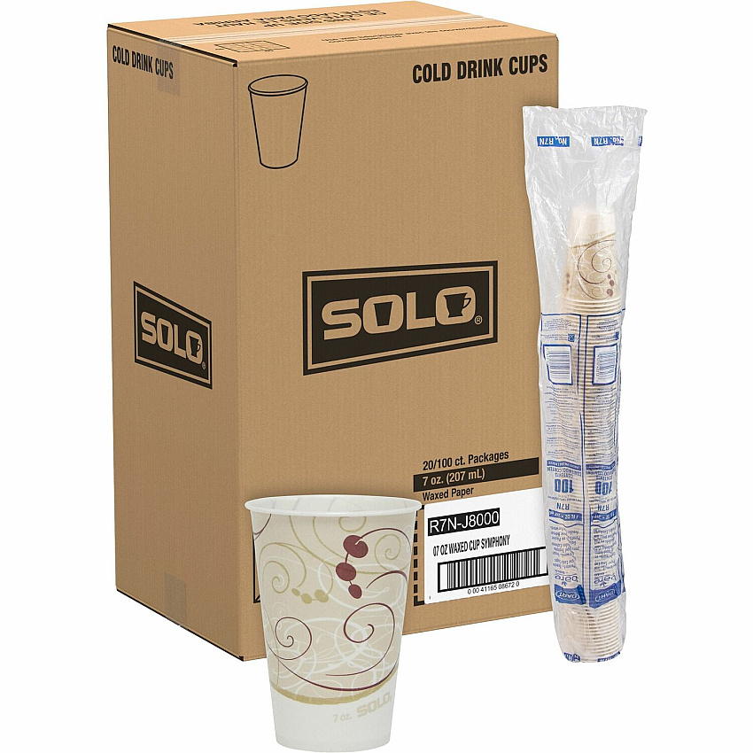Solo 7 oz Waxed Paper Cold Cups (SCCR7NJ8000)