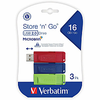 Verbatim 16GB Store 'n' Go USB Flash Drive - 3pk - Red, Green, Blue (99122)