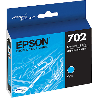 Epson DURABrite Ultra T702 Original Standard Yield Inkjet Ink Cartridge - Cyan - 1 Each (EPST702220S)