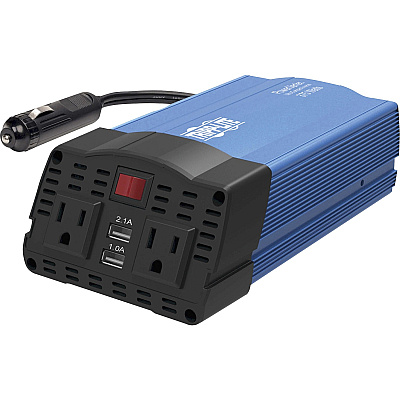 Tripp Lite 375W PowerVerter Ultra-Compact Car Inverter with 2 AC Outlets, 2 USB Charging Ports and Battery Cables (PV375USB)