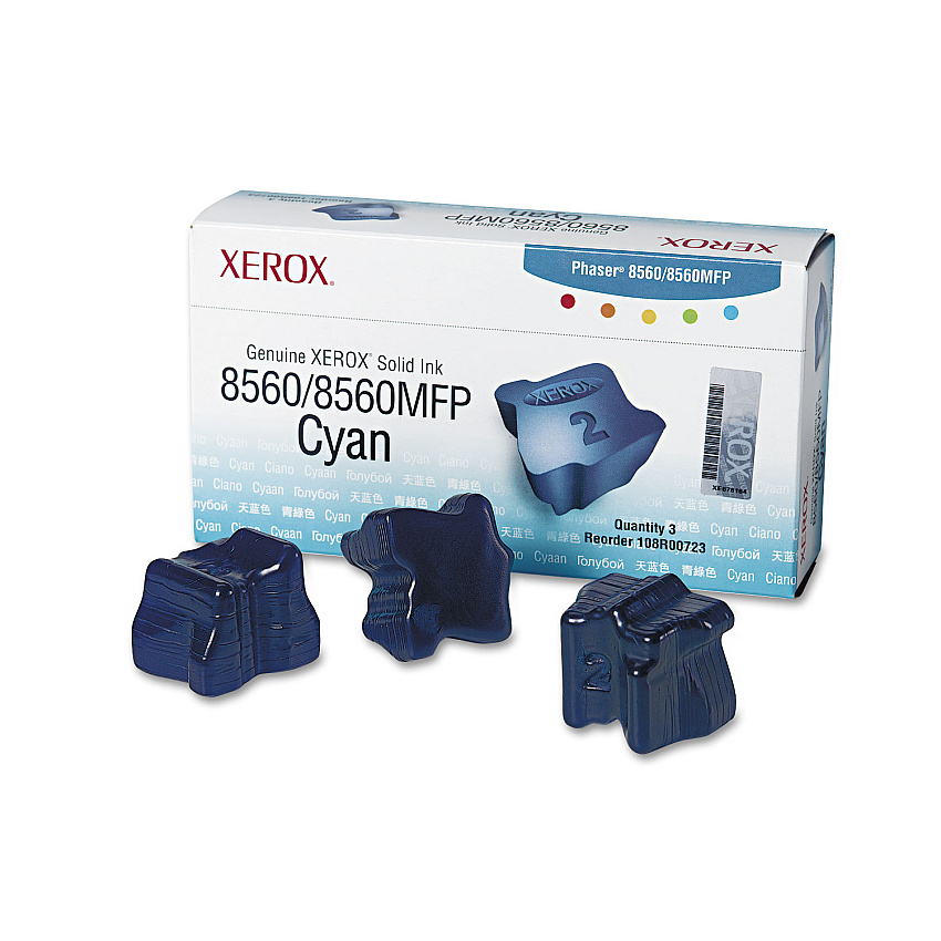 Xerox 108R00723 Solid Ink Stick, 3,400 Page-Yield, Cyan, 3/Box