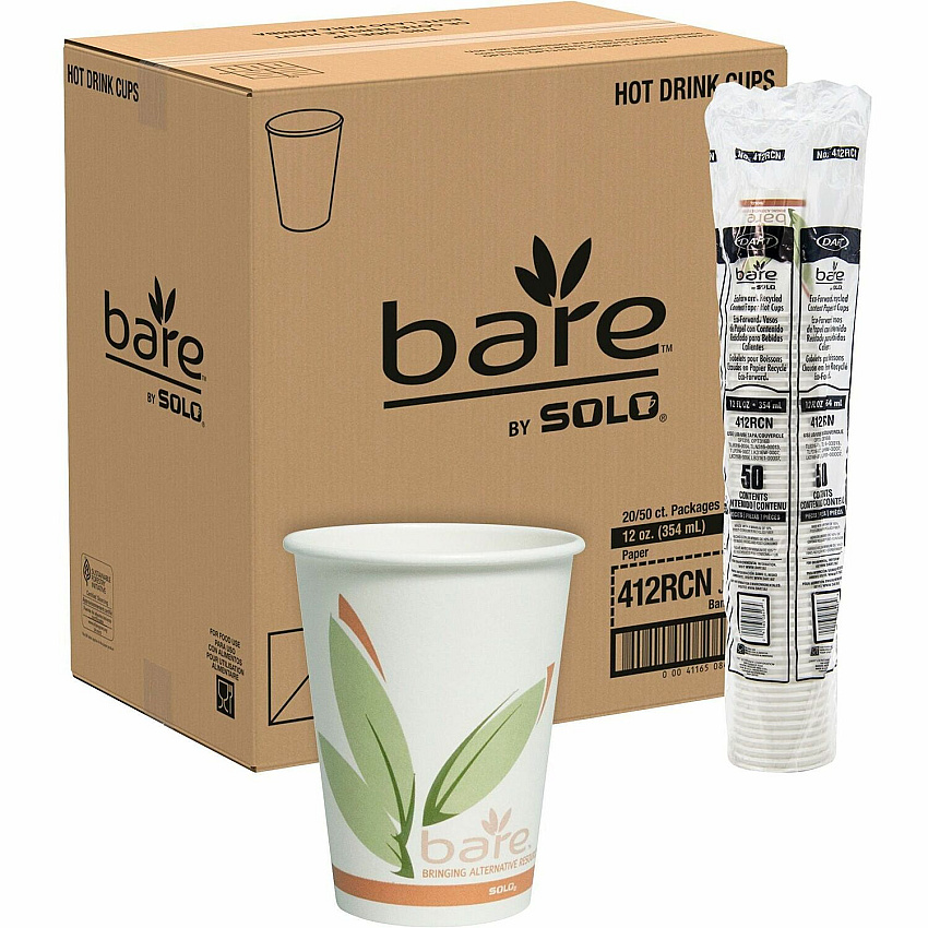 Solo Bare 12 oz Paper Hot Cups (SCC412RCNJ8484)