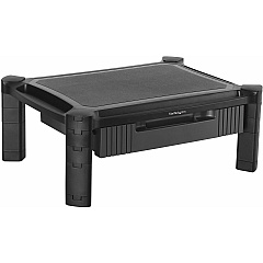 StarTech Monitor Riser - Drawer - Height Adjustable With Stackable Columns - Computer Monitor Riser Stand For Desk - Supports Up To 32in (22lb/10kg) Monitor (MONSTADJD)