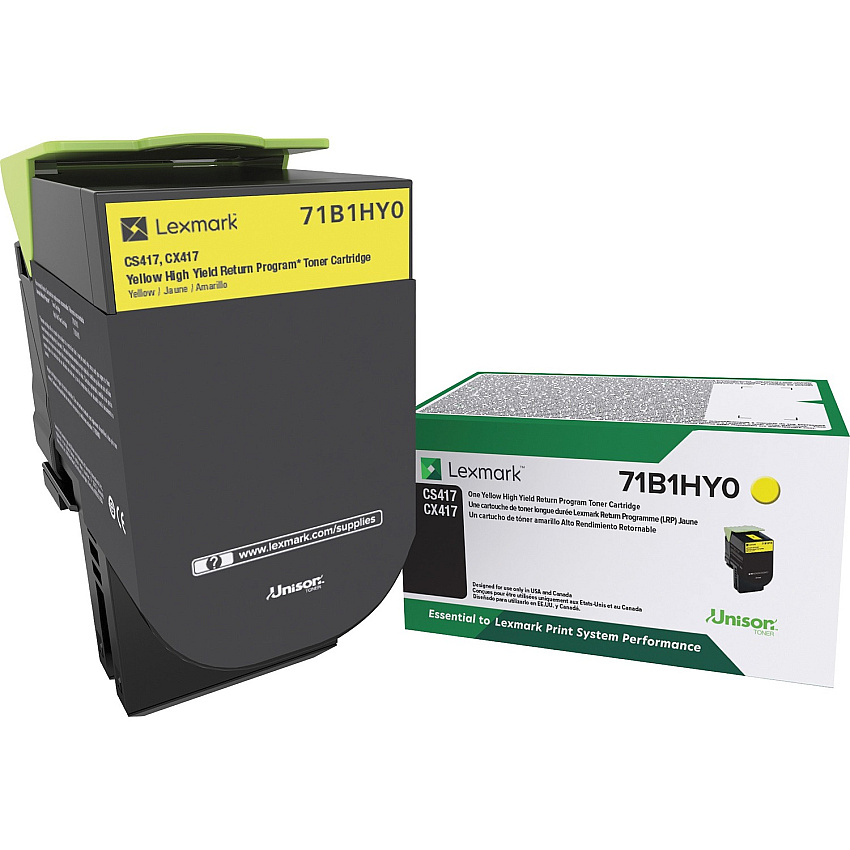 Lexmark Original High Yield Laser Toner Cartridge - Yellow - 1 Each (LEX71B1HY0)
