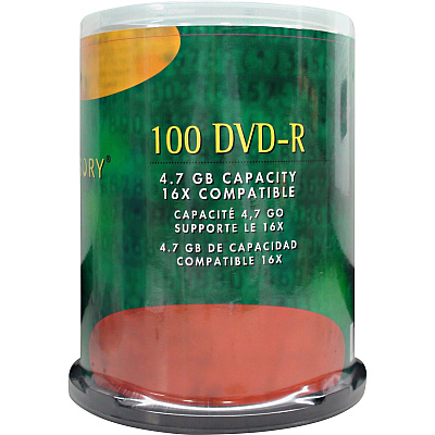 Compucessory DVD Recordable Media - DVD-R - 16x - 4.70 GB - 100 Pack (CCS72103)