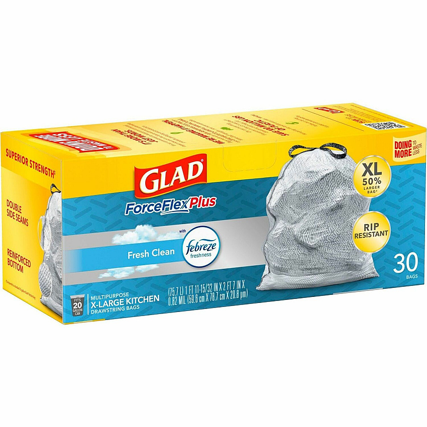 Glad ForceFlexPlus X-Large Kitchen Drawstring Trash Bags (CLO78913)