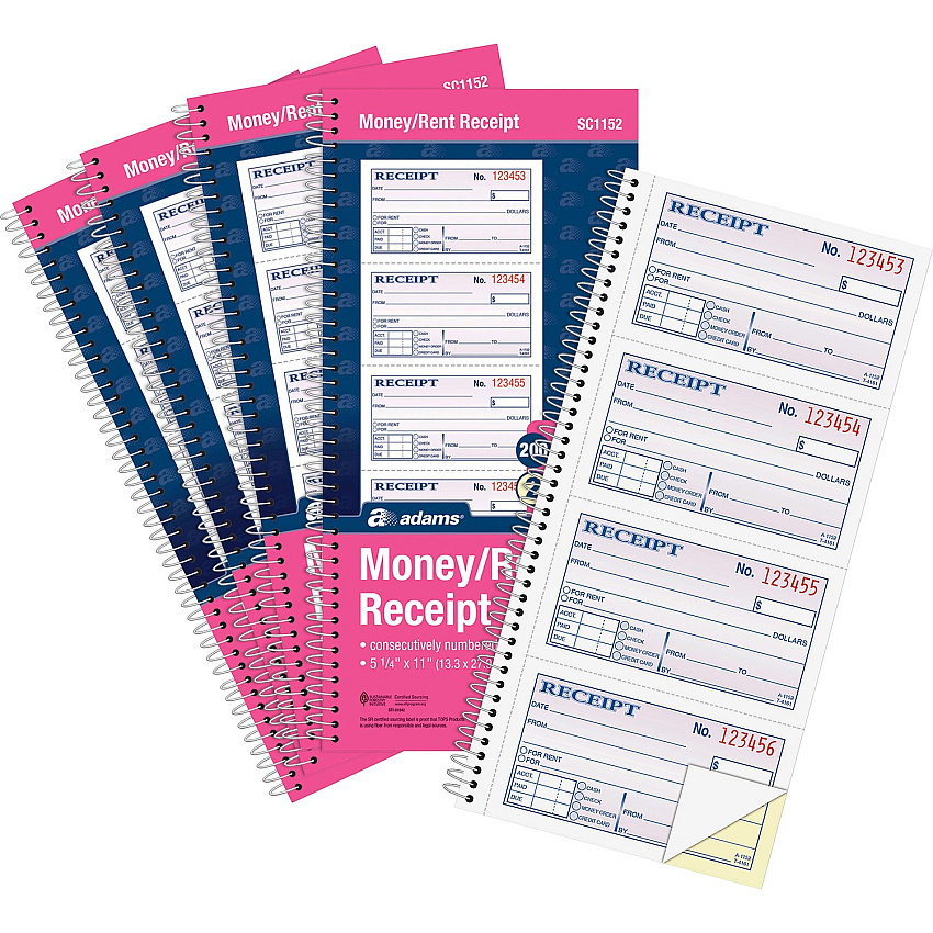 Adams Spiral 2-part Money/Rent Receipt Book (ABFSC1152PK)
