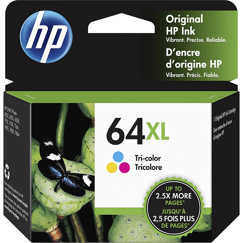 HP 64XL (HEWN9J91AN) Original High Yield Inkjet Ink Cartridge - Tri-color - 1 Each