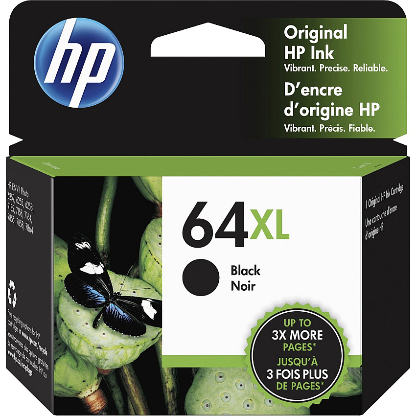 HP 64XL (HEWN9J92AN) Original High Yield Inkjet Ink Cartridge - Black - 1 Each