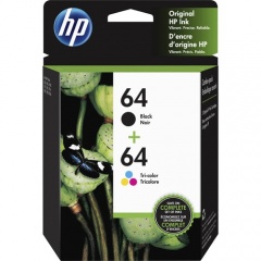HP 64 2-pack Black/Tri-color Original Ink Cartridges (X4D92AN)