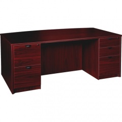Lorell Prominence 2.0 Mahogany Laminate Double-Pedestal Desk - 5-Drawer (PD4272DPMY)