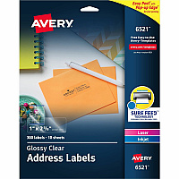 Avery Easy Peel High Gloss Clear Mailing Labels (AVE6521)