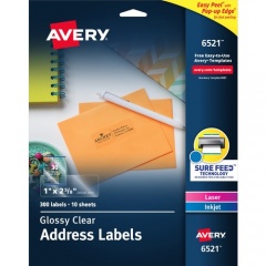 Avery Easy Peel High Gloss Clear Mailing Labels (6521)