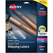 Avery Shipping Labels, Glossy Clear, 2" x 4" , 100 Labels (AVE6522)