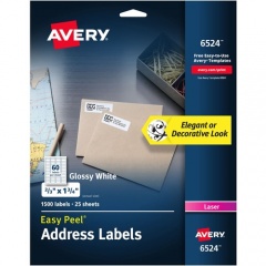 Avery Easy Peel High Gloss White Mailing Labels (6524)