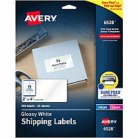 Avery Shipping Labels, Glossy White, 2" x 4" , 250 Total (AVE6528)