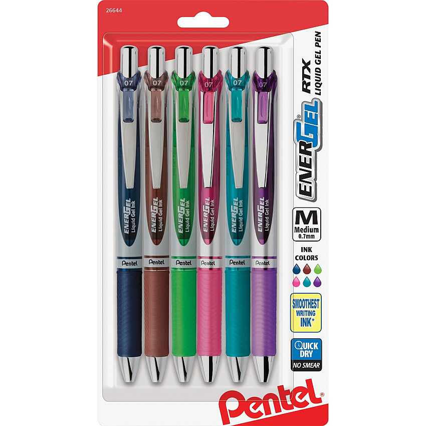 Pentel Liquid Steel Tip Gel Pens (PENBL77BP6M1)