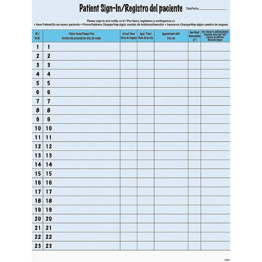 Tabbies Patient Sign-in Label Forms (TAB14541)