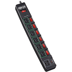 Tripp Lite ECO-Surge 7-Outlet Surge Protector, 6 ft. (1.83 m) Cord, 1080 Joules, 6 Individually Controlled Outlets, Black Housing (TLP76MSGB)