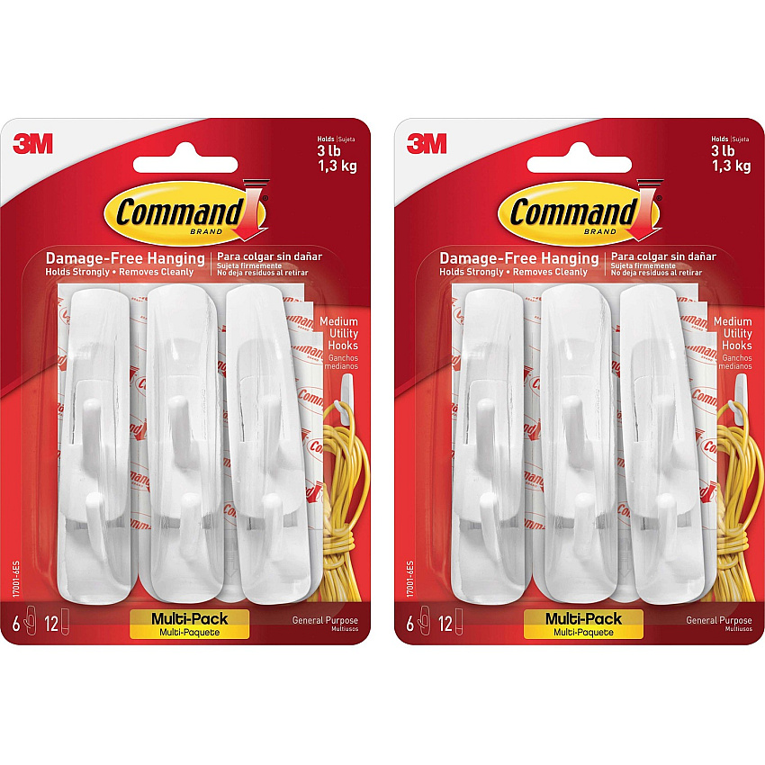 Command Medium Utility Hooks with Adhesive Strips (MMM170016ESBG)