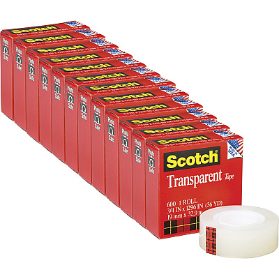 Scotch Transparent Tape - 3/4"W (MMM600341296PK)