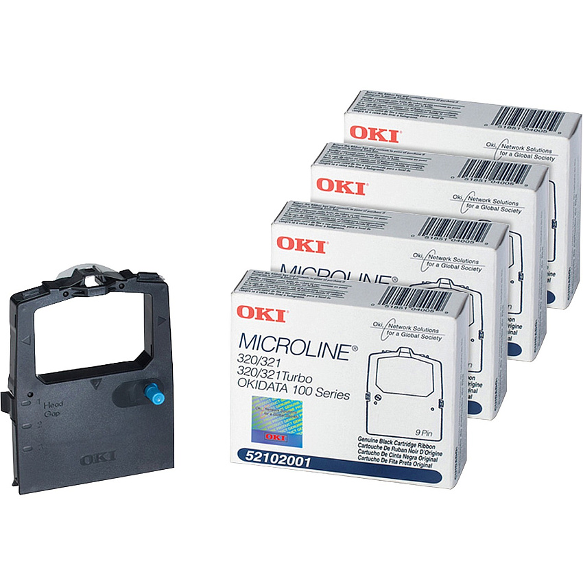 Oki Dot Matrix Ribbon Cartridge - Black - 4 / Bundle (OKI52102001BD)