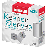 Maxell CD/DVD Keeper Sleeves - Clear (50 Pack) (MAX190150)