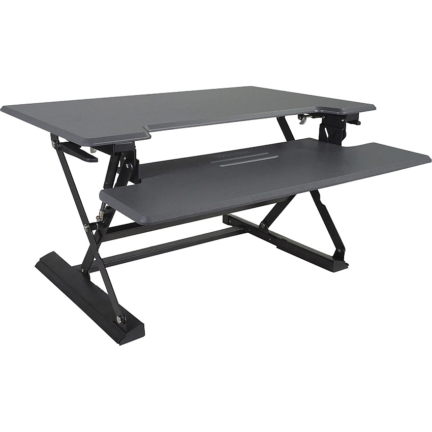 Victor High Rise Height Adjustable Standing Desk with Keyboard Tray (36" , Gray) (VCTDCX760G)