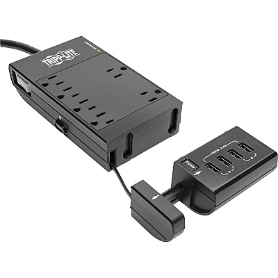 Tripp Lite Protect It! 6-Outlet Surge Protector, 4 USB Ports, 6 ft. Cord, 1080 Joules, Diagnostic LED, Black Housing (TLP66USBR)