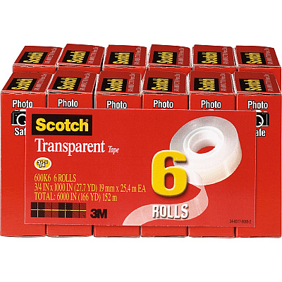 Scotch Transparent Tape - 3/4"W (MMM600K6BD)