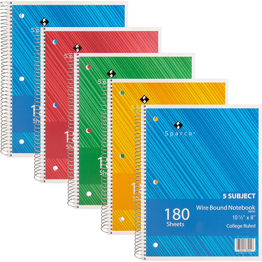 Sparco Wirebound College Ruled Notebooks (SPR83255BD)