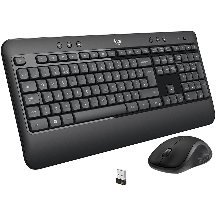 Logitech MK540 Advanced Wireless Keyboard and Mouse Combo for Windows, 2.4 GHz Unifying USB-Receiver, Multimedia Hotkeys, 3-Year Battery Life, for PC, Laptop (LOG920008671)