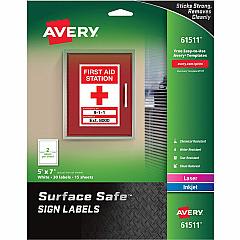 Avery 5"x7" Removable Label Safety Signs (AVE61511)