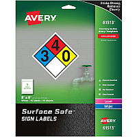 Avery 8"x8" Removable Label Safety Signs (AVE61513)