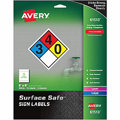 Avery 8"x8" Removable Label Safety Signs (AVE61513)