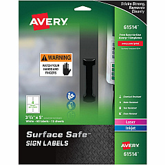 Avery 3-1/2"x5" Removable Label Safety Signs (AVE61514)