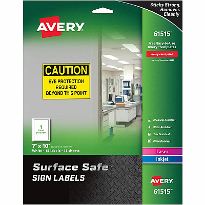Avery 7"x10" Removable Label Safety Signs (AVE61515)