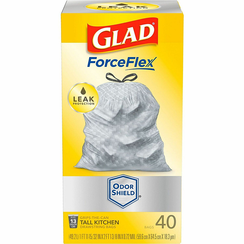 Glad ForceFlex Tall Kitchen Drawstring Trash Bags - OdorShield (CLO79008)