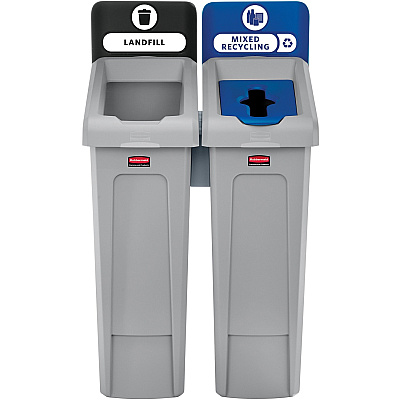 Rubbermaid Commercial Slim Jim Recycling Station - 2-Stream (RCP2007914)