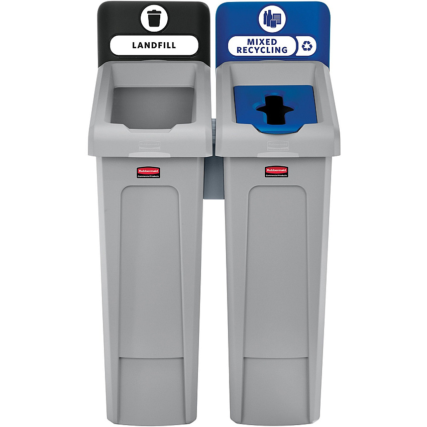 Rubbermaid Commercial Slim Jim Recycling Station - 2-Stream (RCP2007914)