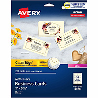 Avery Business Cards, Ivory, True Print(R) Two-Sided Printing, 2" x 3-1/2" , 200 Cards (AVE5876)
