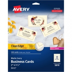 Avery Business Cards, Ivory, True Print(R) Two-Sided Printing, 2" x 3-1/2" , 200 Cards (5876)