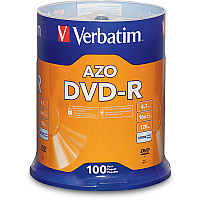 Verbatim 95102 DVD Recordable Media - DVD-R - 16x - 4.70 GB - 100 Pack Spindle - Silver