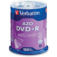 Verbatim 95098 DVD Recordable Media - DVD+R - 16x - 4.70 GB - 100 Pack Spindle - Silver