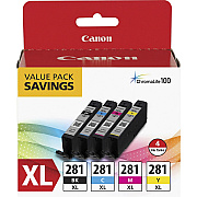 Canon CLI-281XL Original Inkjet Ink Cartridge - Value Pack - Multicolor - 4 / Pack (CNMCLI281XBKCMY)