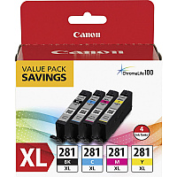 Canon CLI-281XL Original Inkjet Ink Cartridge - Value Pack - Multicolor - 4 / Pack (CNMCLI281XBKCMY)